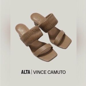 Vince Camuto Brown Mules with Woven Strap